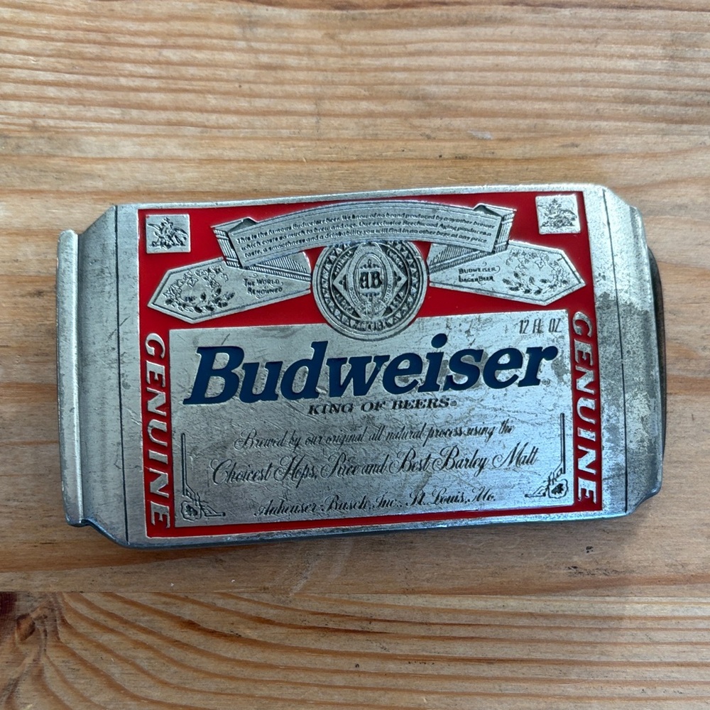 Budweiser Red and Silver Emblem Buckle